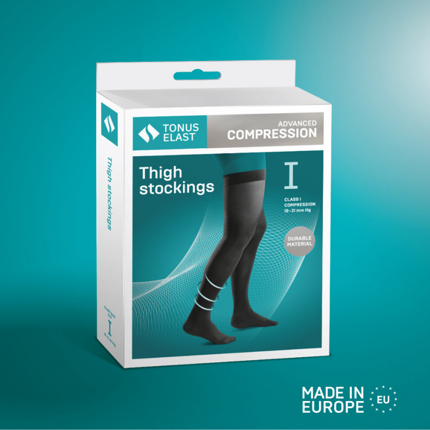 Medical Compression Thigh Stockings With Toecap Unisex Lux Tonus Elast 9107