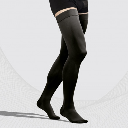 Medical compression mono-stockings without toecap, with fastener on the  waistline, unisex. LUX - Tonus Elast