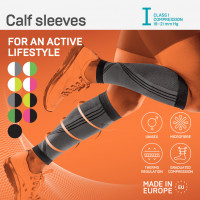 Compression calf sleeves for sport and active lifestyle, unisex. Active