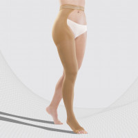 Medical compression mono-stockings without toecap, with fastener on the waistline, unisex. LUX