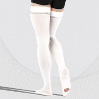 Medical compression thigh stockings with inspection opening, anti-embolism, unisex. Hospital