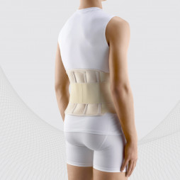 Corset de fixation lombaire élastique médicale avec inserts métalliques et sangles amovibles pour réguler la compression. LUX