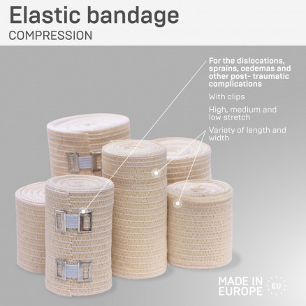 Elastic medical bandage ribbon compressive. High stretch, 100 mm