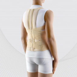 Medical elastic back brace for upper and lower spine, with metal inserts