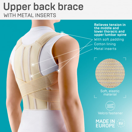 Medical elastic upper back brace with metal inserts, Comfort