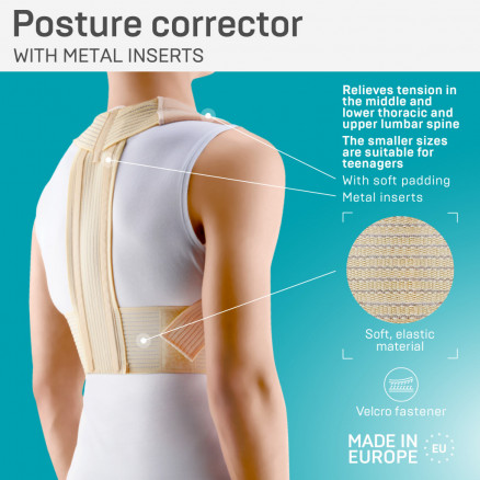 Medyczny korektor postawy elastycznej z metalowymi wkładkami Comfort