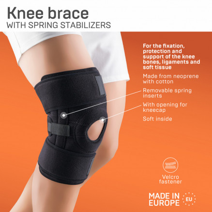 Banda de rodilla médica de neopreno, con apertura para kneecap, inserciones de muelle, universal. LUX