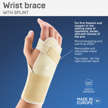 Bandage élastique pour articulations du poignet médical avec une plaque métallique amovible