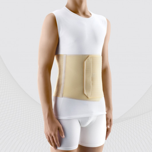 Medical elastic belt post-operative, with foam detail on the front of the belt. Soft