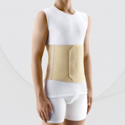 Medical elastic belt post-operative, with foam detail on the front of the belt. Soft