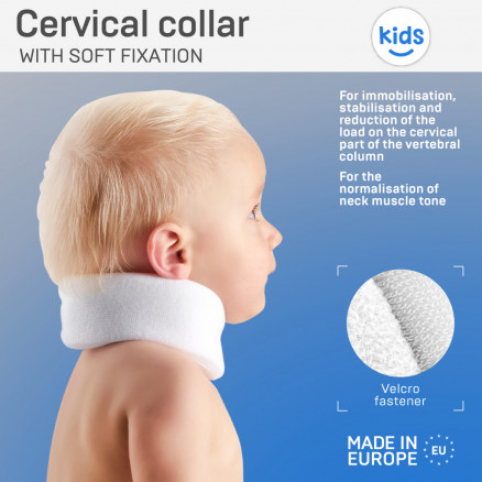 Medical head holder with soft fixation for neck vertebra, for children