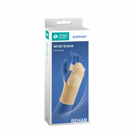 Elastic medical wrist joint bandage with a removable metallic plate