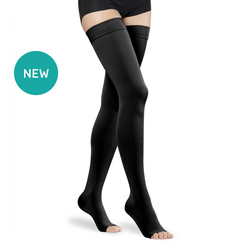Medical compression thigh stockings without toecap, unisex. LUX