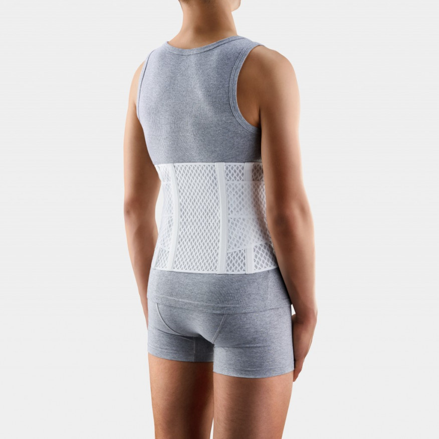 Medical elastic lumbar fixation corset from breathable and durable material  with stiff inserts and straps for regulating compression. AIR - Tonus Elast